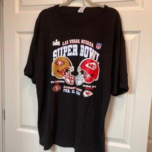 NFL Super Bowl LVIII 49ers vs Chiefs Black Tee NWOT